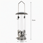 Hanging Easy Refill Seed Bird Feeder, Metal/Plastic Silver Clear Tube 31cm - Image 7